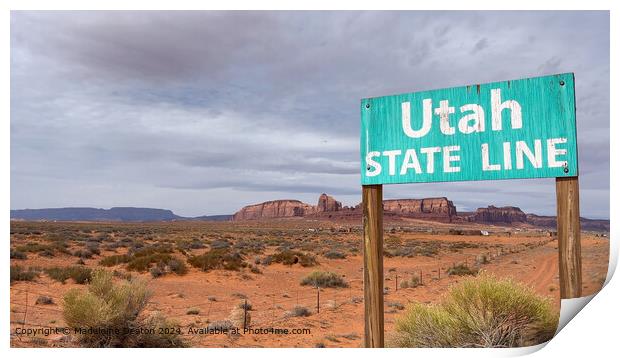 Utah State Line Sign Print by Madeleine Deaton