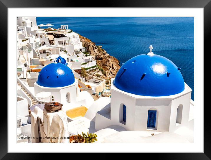 Blue Domes Santorini Architecture Framed Mounted Print by Alan Smith