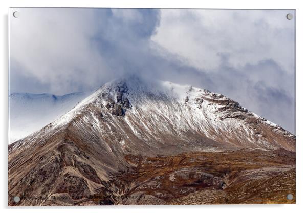 Snow-covered Beinn Eighe Landscape Acrylic by Alan Simpson