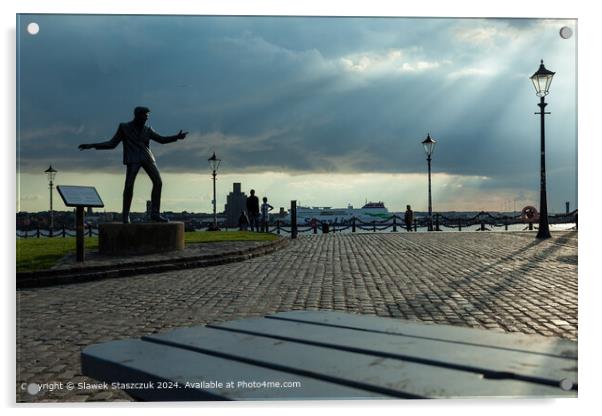 Billy Fury on Liverpool Waterfront Acrylic by Slawek Staszczuk