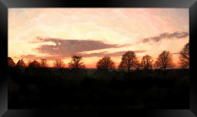 Clifton Down Winter Sunset Framed Print by Steve Painter