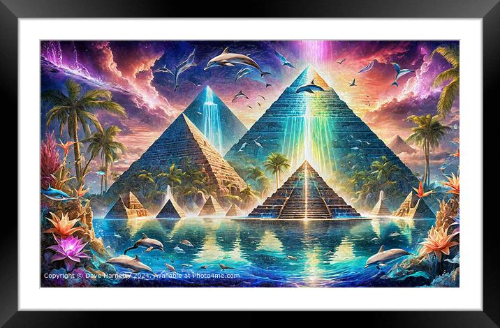 Mystical Atlantis Pyramids Framed Mounted Print by Dave Harnetty