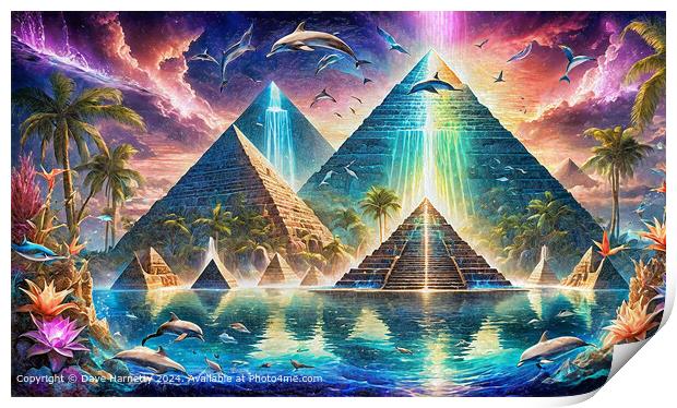 Mystical Atlantis Pyramids Print by Dave Harnetty