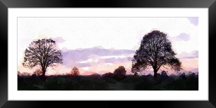 Clifton Down Winter Sunset Framed Mounted Print by Steve Painter