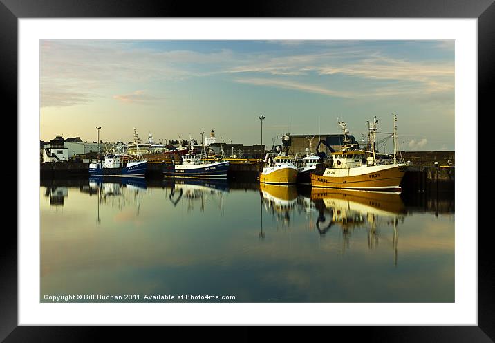 Fraserburgh Yellow and Blue Boats Framed Mounted Print by Bill Buchan