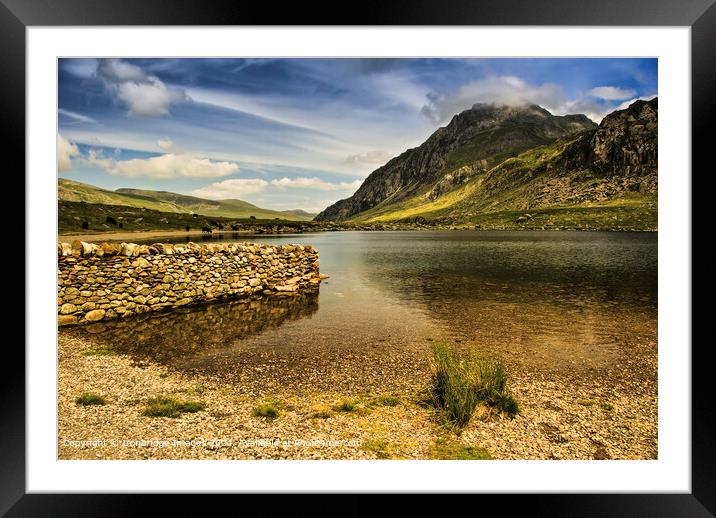 Stone wall at Llyn Idwal Framed Mounted Print by Ironbridge Images