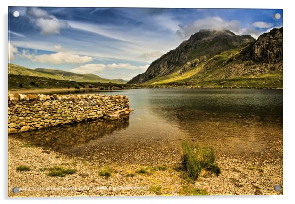 Stone wall at Llyn Idwal Acrylic by Ironbridge Images