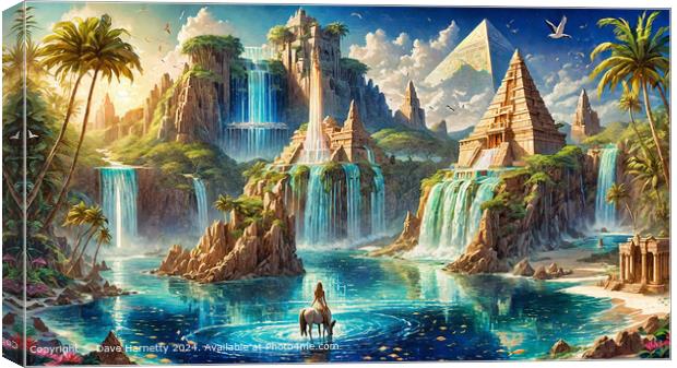 Atlantean Dreams 21 - Atlantis City and Pyramids Waterscape  Canvas Print by Dave Harnetty
