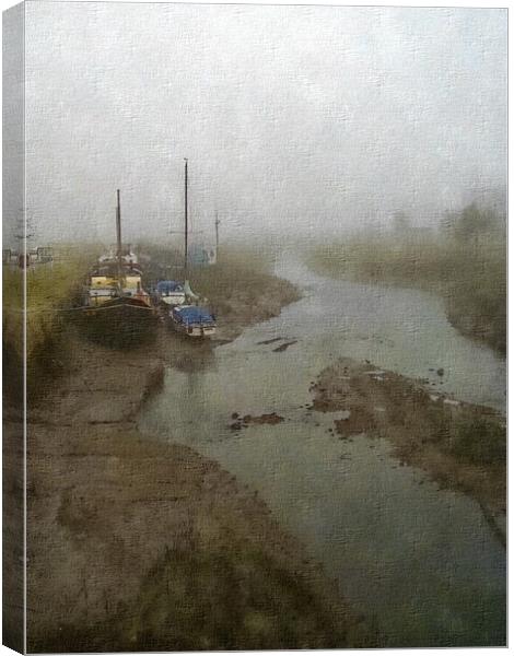 Foggy River Crouch Winter Scene Canvas Print by Steve Painter