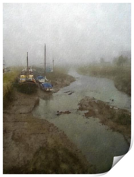 Foggy River Crouch Winter Scene Print by Steve Painter