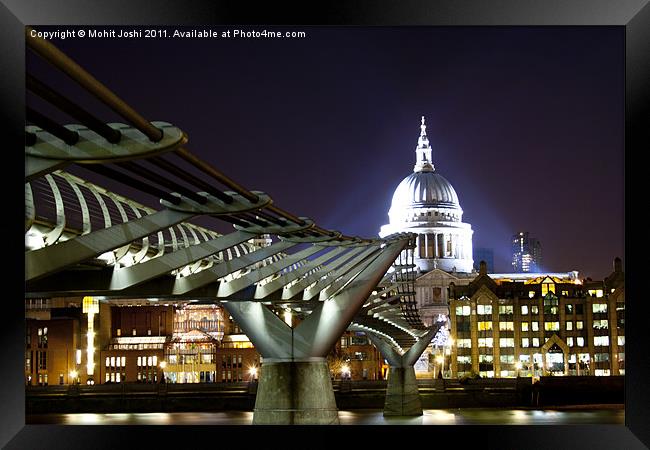 St Paul's and Millennium Bridge, London Framed Print by Mohit Joshi
