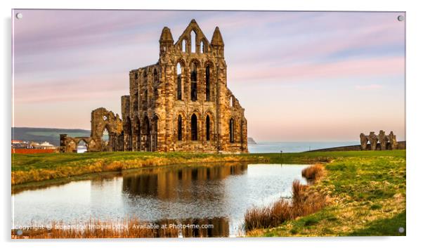 Whitby Abbey under a pastel sky Acrylic by Ironbridge Images