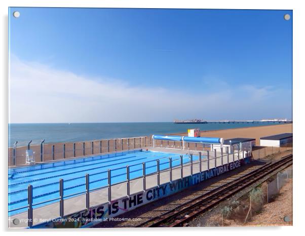 Sea Lanes Swimming Pool Brighton Acrylic by Beryl Curran