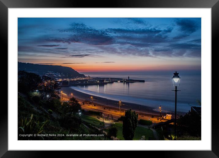 Sunrise Scarborough South Bay Framed Mounted Print by Richard Perks