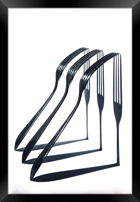 Shadows, Forks, Geometric Harmony Framed Print by wilfred van Tilburg