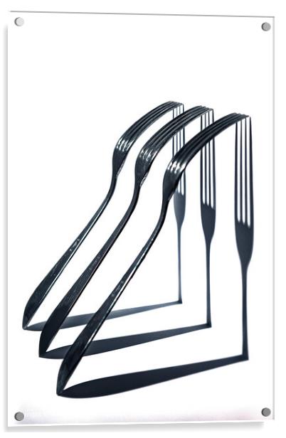 Shadows, Forks, Geometric Harmony Acrylic by wilfred van Tilburg