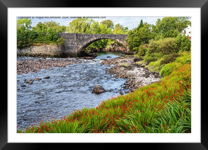 Old stone bridge on River Ewe at Poolewe, Scotland Framed Mounted Print by Angus McComiskey