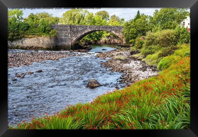 Old stone bridge on River Ewe at Poolewe, Scotland Framed Print by Angus McComiskey