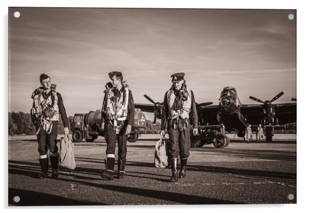 Lancaster Bomber Crew Nostalgia Acrylic by J Biggadike