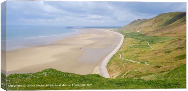 Rhossili Bay and beach Canvas Print by Diana Mower