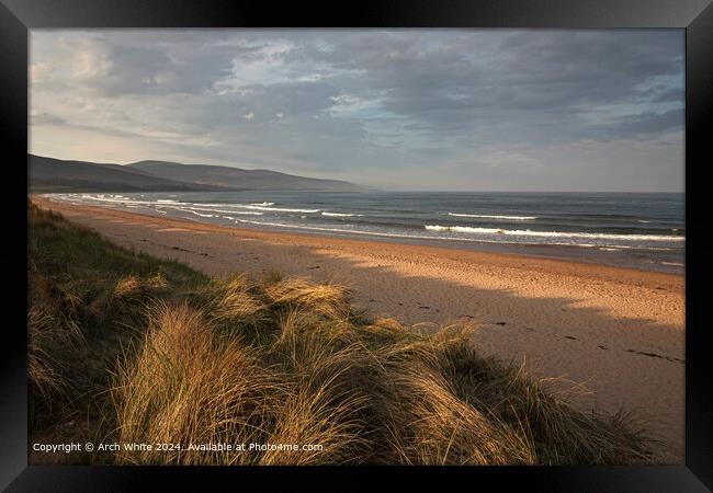 Brora Beach Sunset Reflection Framed Print by Arch White
