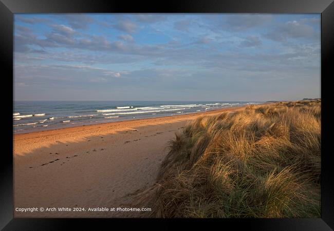 Brora Beach at Sunset  Framed Print by Arch White