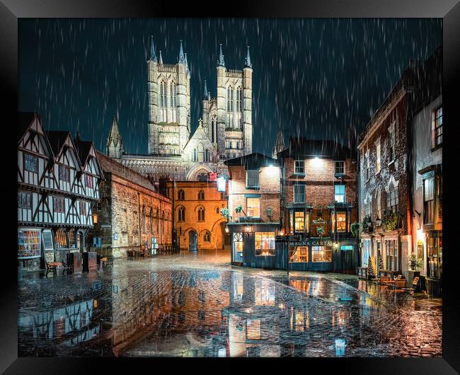 Lincoln Cathedral Rain Reflection Framed Print by Andrew Scott