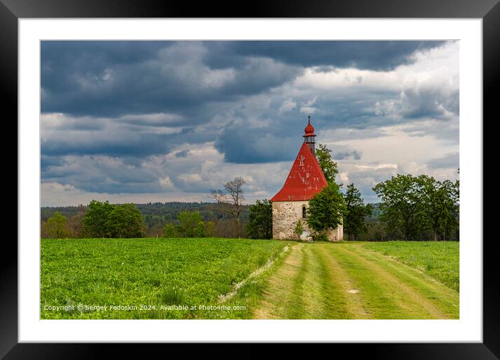 Old church in the summer field. Framed Mounted Print by Sergey Fedoskin