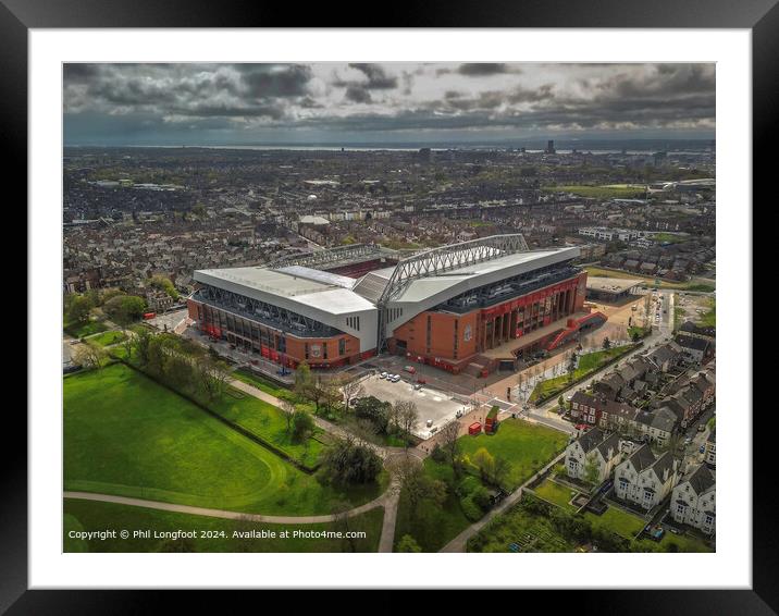 Sunlit Anfield Stadium Cityscape Framed Mounted Print by Phil Longfoot