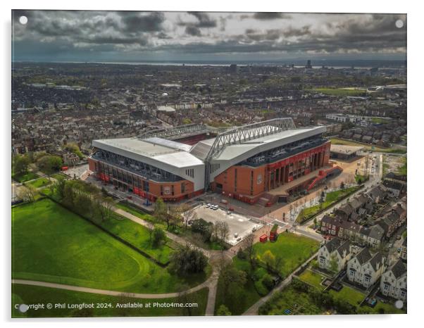 Sunlit Anfield Stadium Cityscape Acrylic by Phil Longfoot