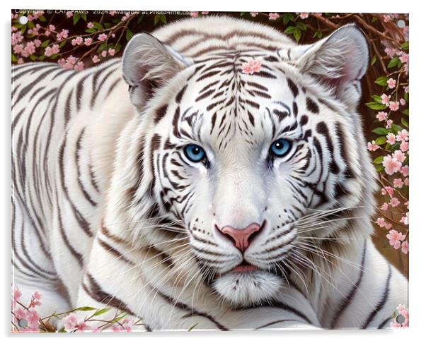 WHITE TIGER ELEGANCE Acrylic by CATSPAWS 
