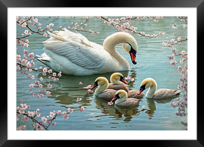 SWAN JOY Framed Mounted Print by CATSPAWS 