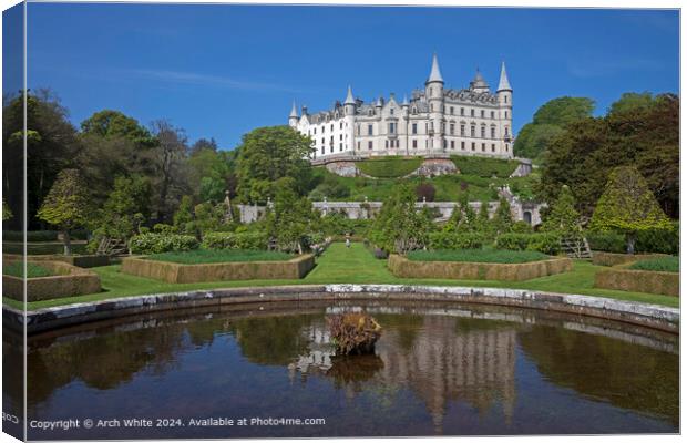 Dunrobin Castle Gardens reflected inornamental pon Canvas Print by Arch White