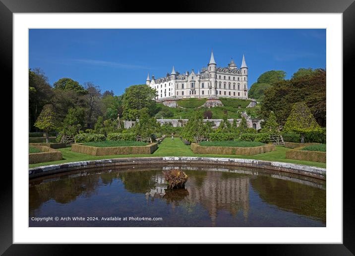 Dunrobin Castle Gardens reflected inornamental pon Framed Mounted Print by Arch White