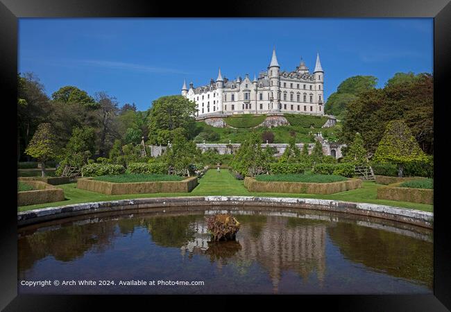 Dunrobin Castle Gardens reflected inornamental pon Framed Print by Arch White