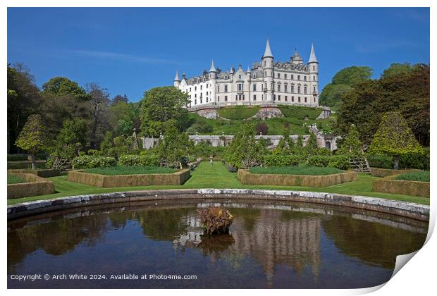 Dunrobin Castle Gardens reflected inornamental pon Print by Arch White