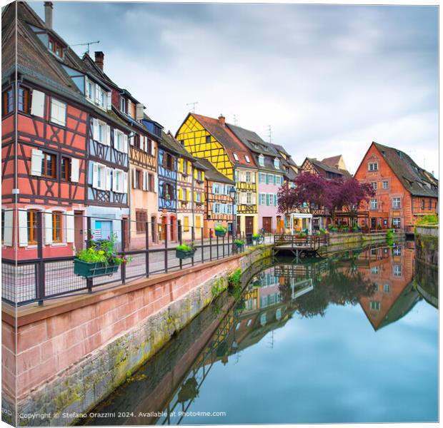 Colmar Water Canal Reflection Canvas Print by Stefano Orazzini