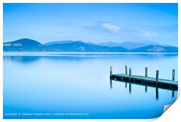 Blue Lake Sunset Reflection Print by Stefano Orazzini