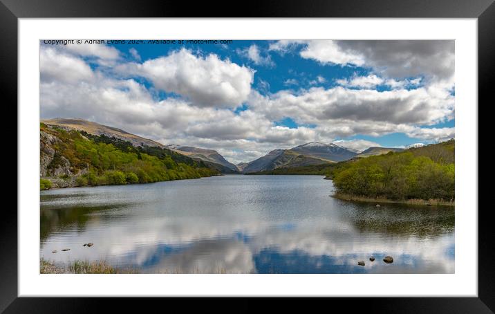Snowdon Mountain Lake View Framed Mounted Print by Adrian Evans