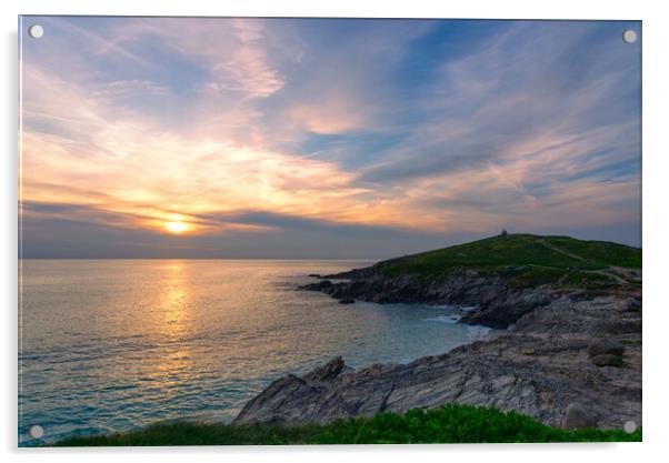 Towan Head Sunset, Cornwall Acrylic by Alison Chambers
