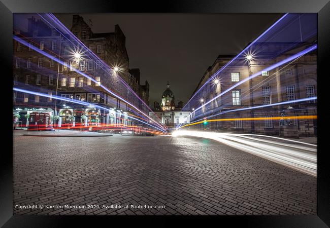 Night Bus Traffic on the Royal Mile Framed Print by Karsten Moerman