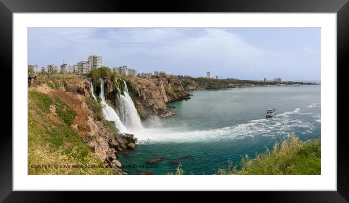 Duden Waterfall Antalya Panorama Framed Mounted Print by Clive Wells