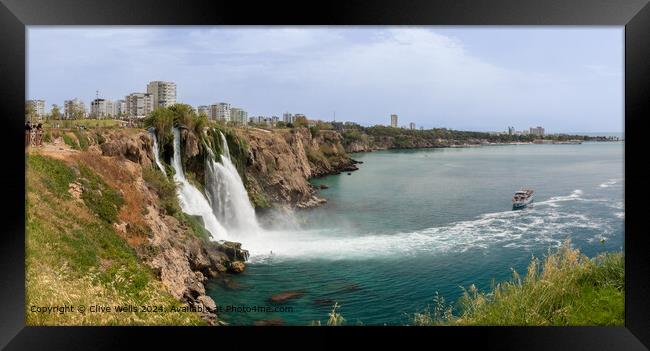 Duden Waterfall Antalya Panorama Framed Print by Clive Wells