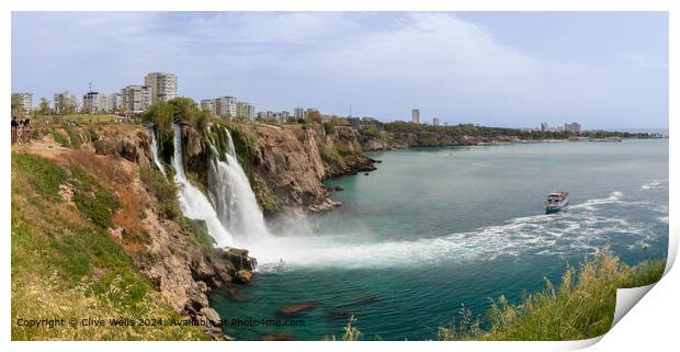 Duden Waterfall Antalya Panorama Print by Clive Wells