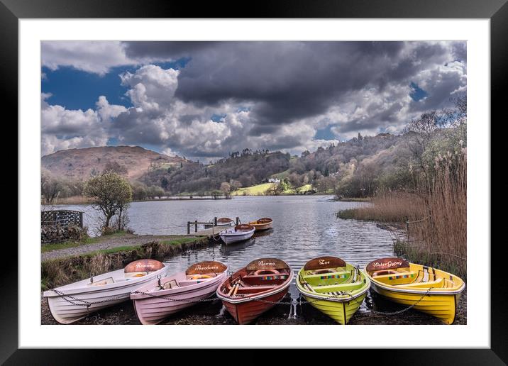 Rowing Boats @ Grasmere Framed Mounted Print by Kate Lake