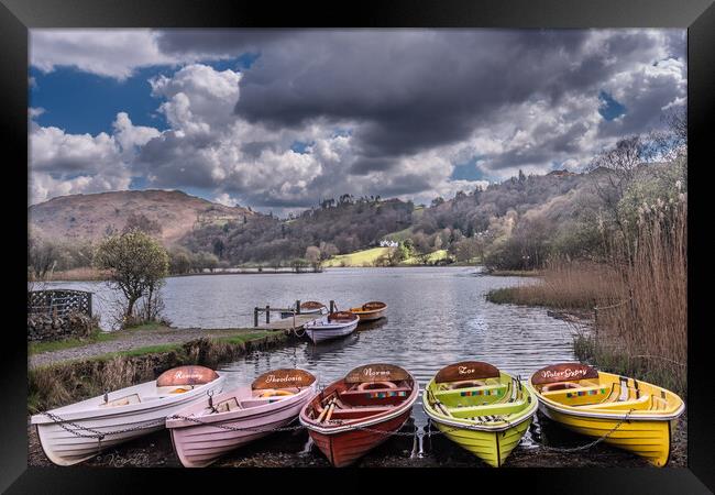 Rowing Boats @ Grasmere Framed Print by Kate Lake