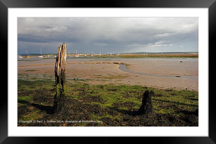 Low Tide at Keyhaven Framed Mounted Print by Paul J. Collins