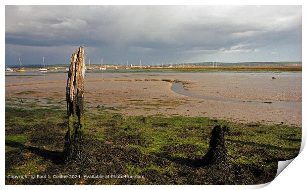 Low Tide at Keyhaven Print by Paul J. Collins