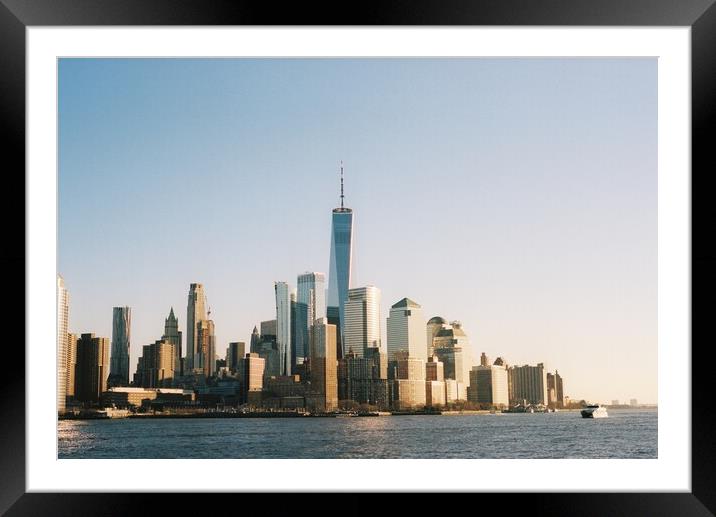 Lower Manhattan Skyline Cityscape Framed Mounted Print by Richard Masters