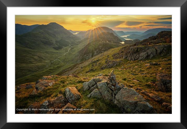 Ennerdale and Buttermere Sunset from Brin Crag Framed Mounted Print by Mark Hetherington